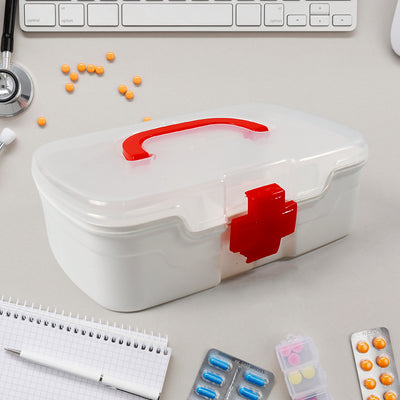 3 Compartment First Aid Box with Handle & Detachable Tray