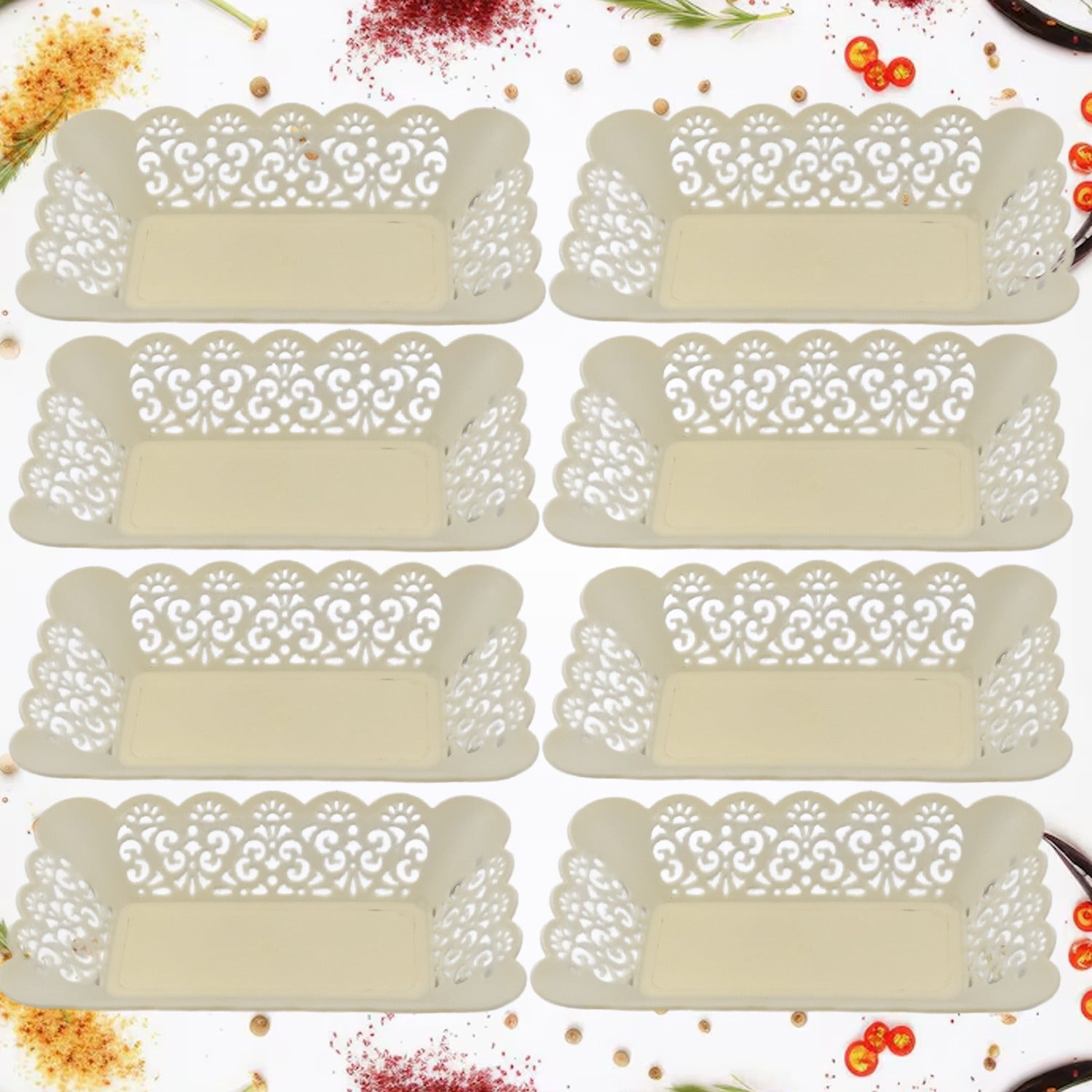 Rectangle Plastic Dinner Plate Snacks  Breakfast Restaurant Serving Trays Home School Coffee Hotel Kitchen Office (8 Pcs Set) - LootFaat