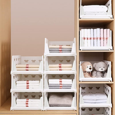4-Tier Stackable Storage Organizer Cart - Utility Rolling Cart with Drawers