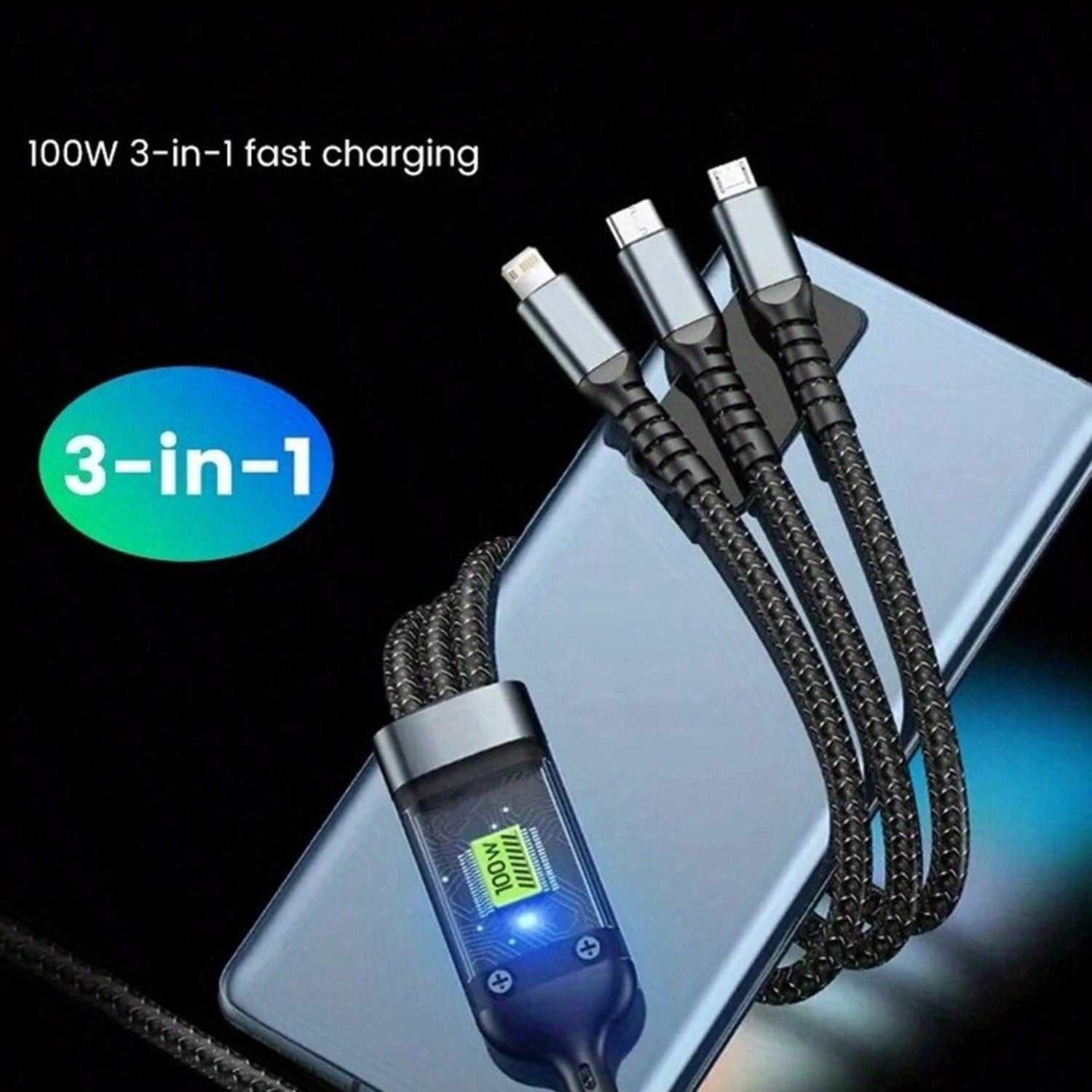 3-in-1 Super Fast Charging Cable 100w - LootFaat