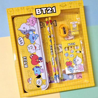 Stationery Kit For Kids - Stationery Set Includes Metal Pencil Box Sharpener Pencil And Eraser Set School Supply Set Birthday Return Gift For Kids Boys Girls (12 Pc Set)