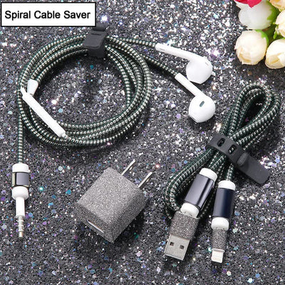 Metallic Finish Cable Spiral Protectorwire Repairpet Cord Protectorheadphone Saver Cable Wrapcover For Mac Charging Cable - second image