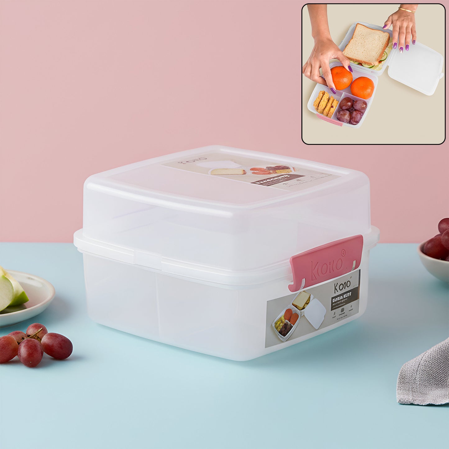 1 Large And 3 Small -compartment 1400 Ml Multipurpose Lunch Box (1400 Ml  1 Pc) Home & Kitchen detail view 2
