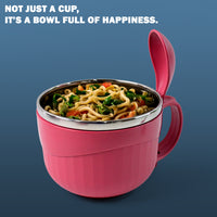 Apex Premium 700 Ml Multipurpose Noodle Bowl With Handle Lid And Fork