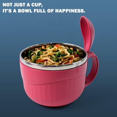 Apex Premium 700 Ml Multipurpose Noodle Bowl With Handle Lid And Fork - second image