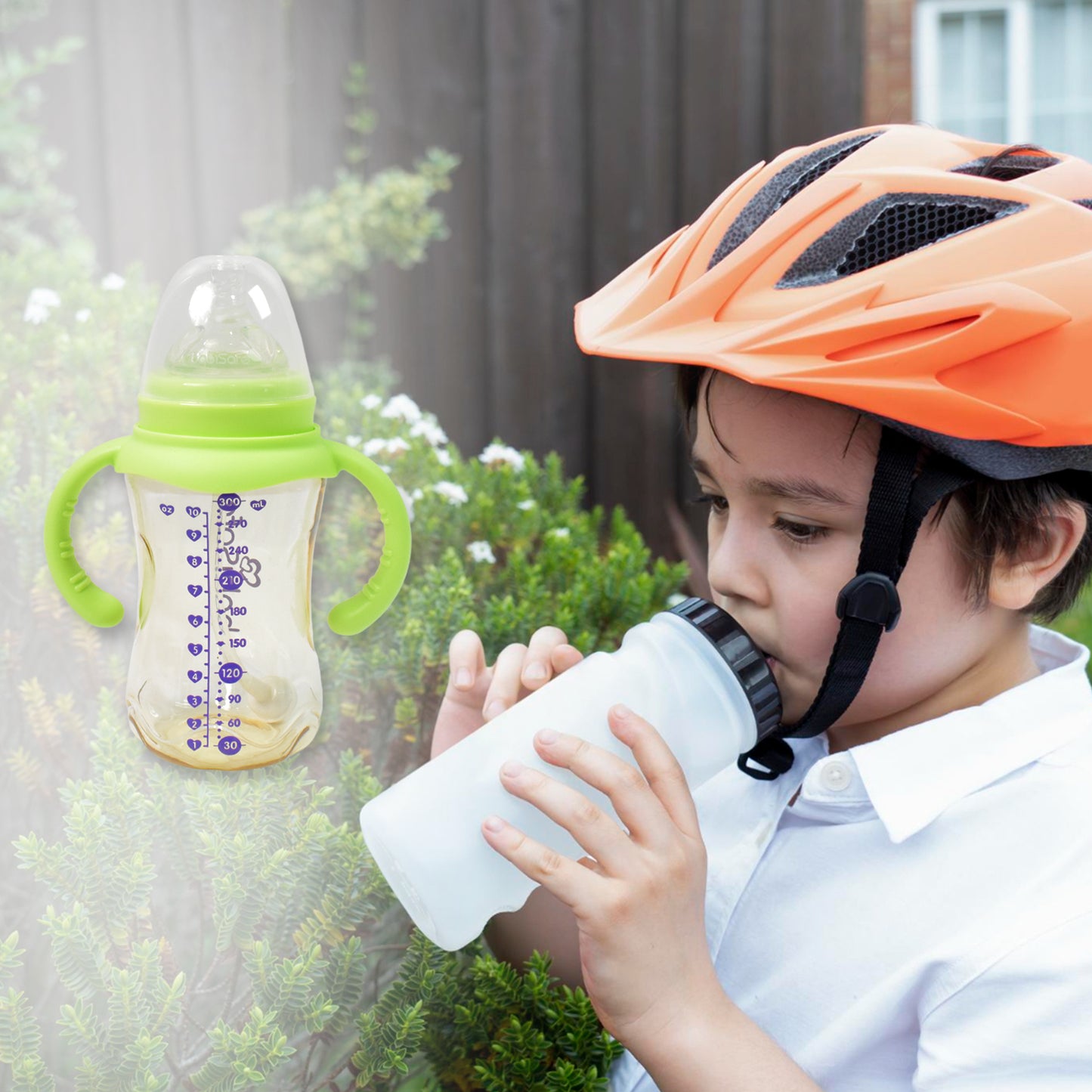 Plastic Baby Feeding Bottle With Handles Cleaning Brush  Straw (300 Ml  1 Pc) - LootFaat