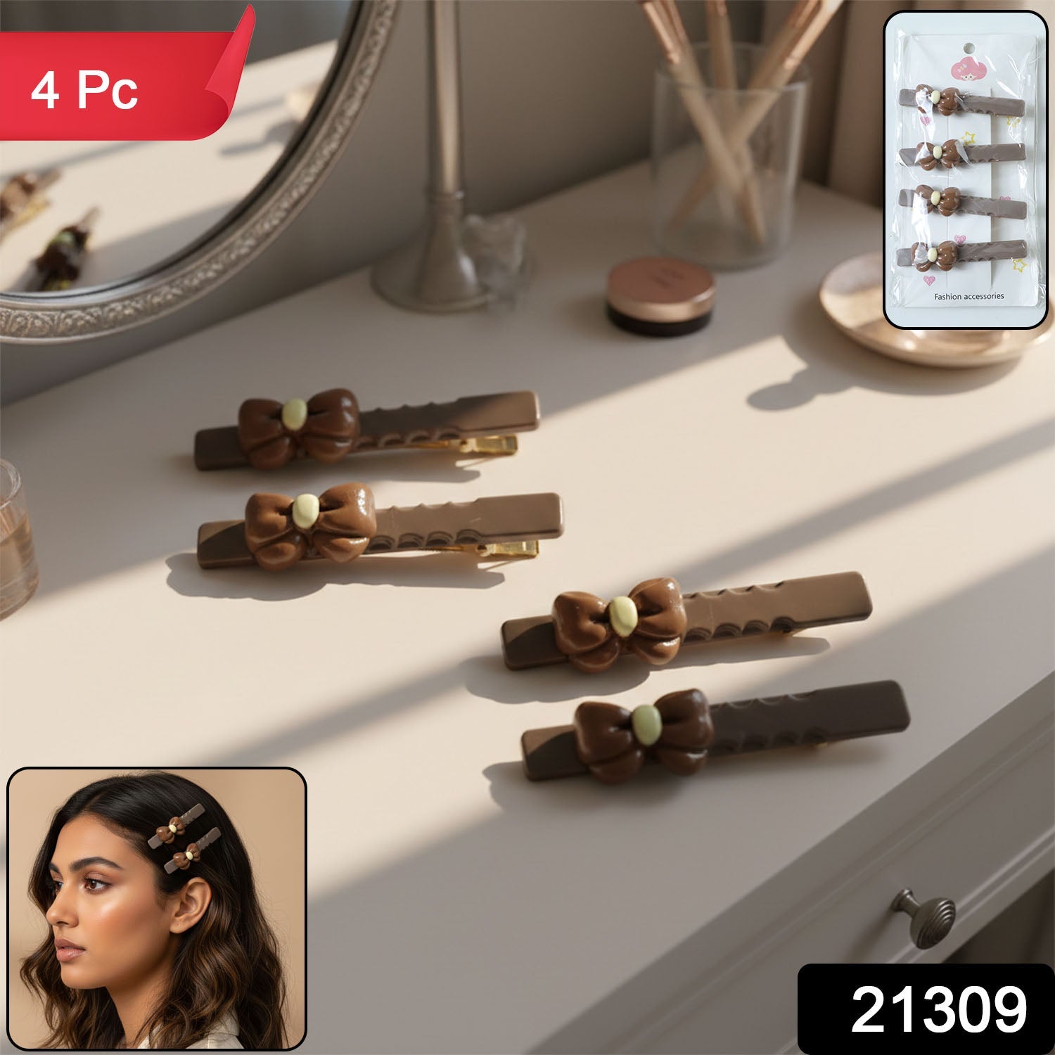 Stylish bow hair clip set for girls
