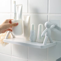 Self Adhesive Cute Floating Shelves Wall Shelf  Wall Mounted Organizer - Human Figurine  Brown Box - LootFaat