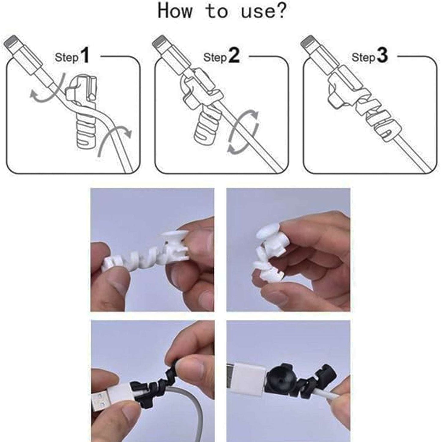 Cable Cord Protector Saver With Suction End (Suction Winder  4 Pcs Set) - LootFaat