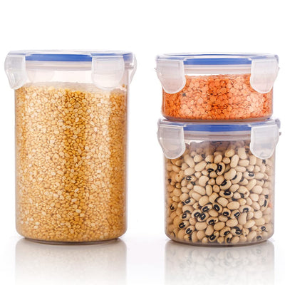 Round Plastic Airtight Food Storage Containers With Leak Proof Locking Lid Storage Container Set Of 3( Approx Capacity 500ml1000ml1500ml Transparent) - 3 Pc Set - second image