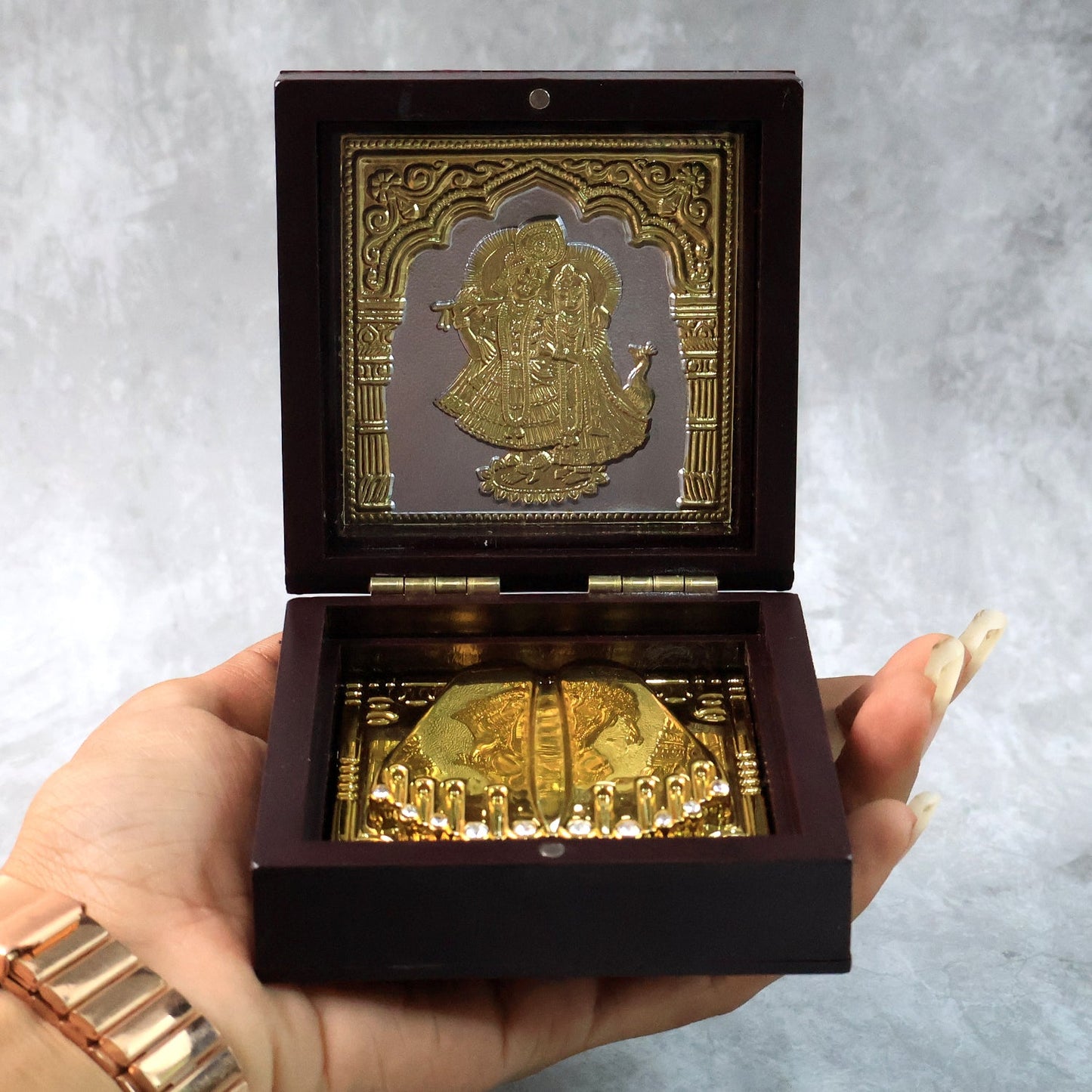 Premium Golden Charan Paduka in Wooden Box Home - Premium Quality - Best Quality & Value