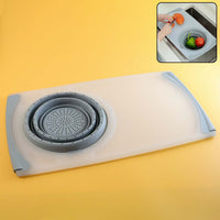2 in 1 Over-Sink Cutting Board with Built-In Collapsible Strainer (5 - LootFaat