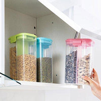 Plastic 2 Sections Air Tight Transparent Food Grain Cereal Storage Container (2 Ltr) - LootFaat