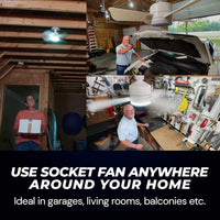 Socket Fan Light Original - Cool Light Led  Ceiling Fans With Lights And Remote Control Replacement For Lightbulb - Bedroom Kitchen Living Room1000 Lumens  5000 Kelvins Cool Leds (Remote Battery Not Included) - LootFaat