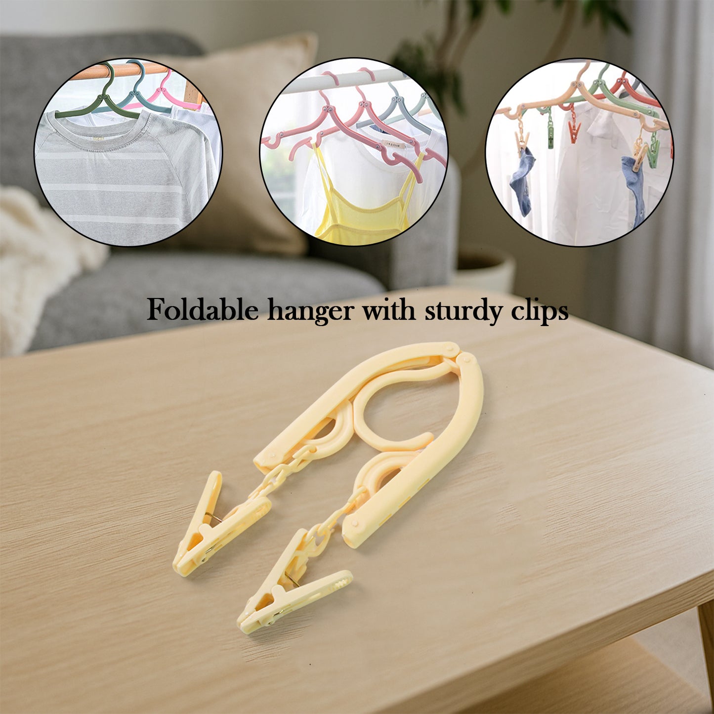 Multipurpose Foldable Cloth Hanger With Dual Clips (1 Pc)