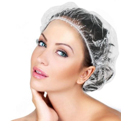Disposable Plastic Shower Caps Clear Elastic Thick Bath Cap For Women Spahome Usehotel And Hair Salon (1pc)