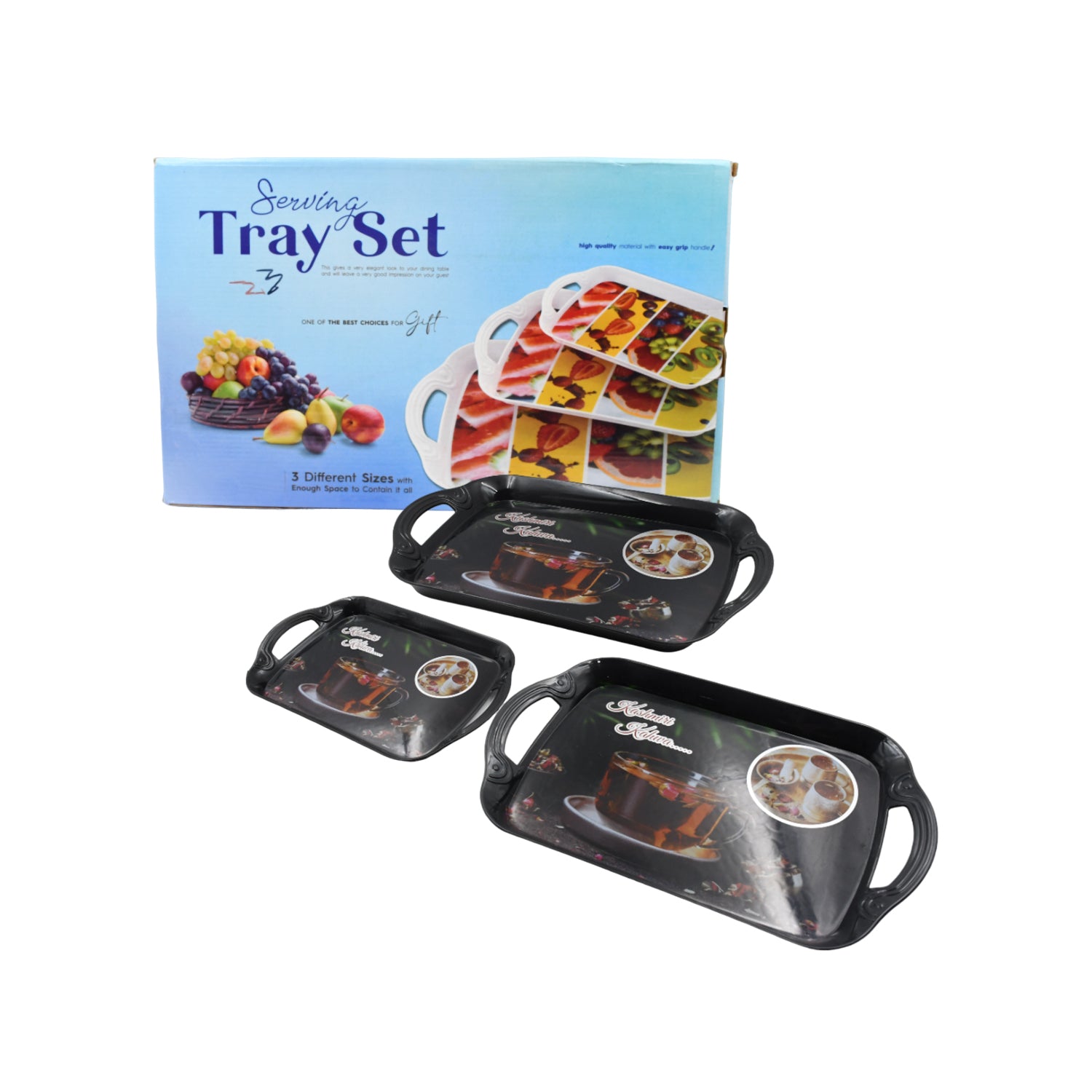 Serving Tray Set Of 3 Melamine Trays For Kitchen Snacks Serving Tray Tray Set For Serving Tea Tray For Serving Fancy Trays For Serving Gift Item Different Size For Kitchen  Office Use - LootFaat
