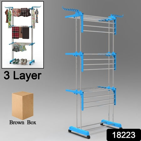 Heavy Duty 3-Tier Stainless Steel Foldable Clothes Drying Rack