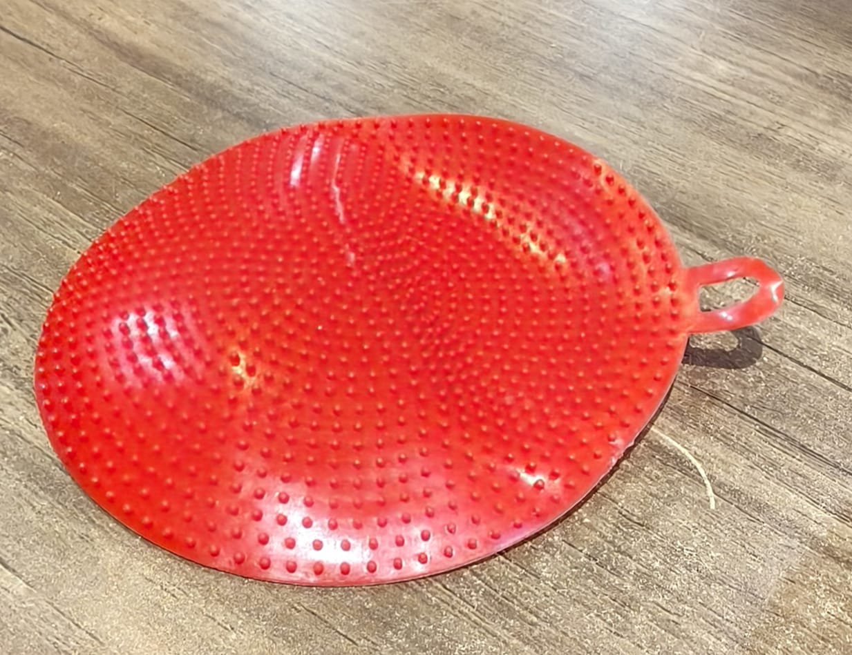Red Silicone Dish Scrubber Sponge Mildew Free Non Stick Heat Resistant