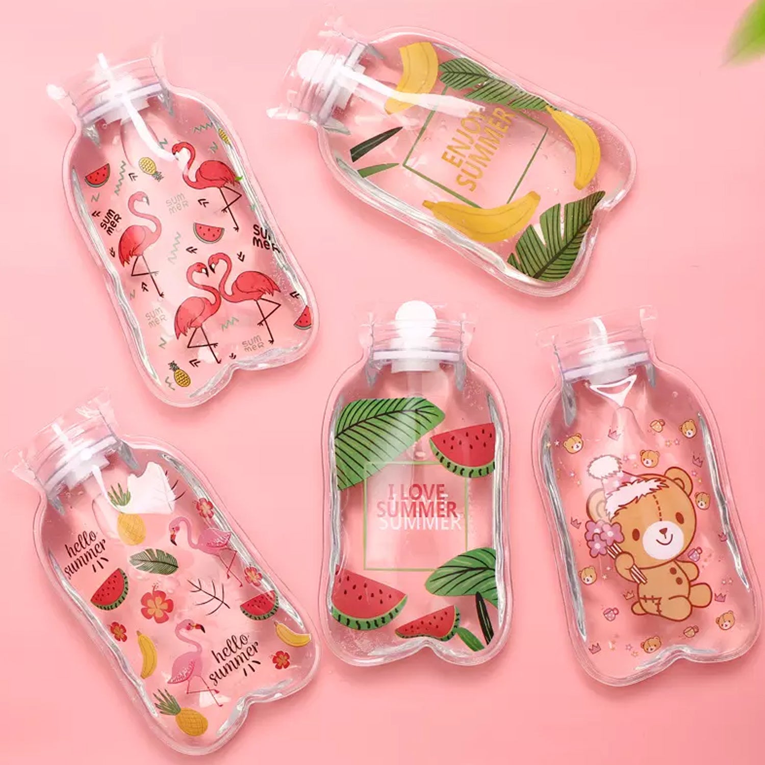 Transparent Multi Design Small Hot Water Bag With Cover For Pain Relief Neck Shoulder Pain And Hand Feet Warmer Menstrual Cramps. - LootFaat