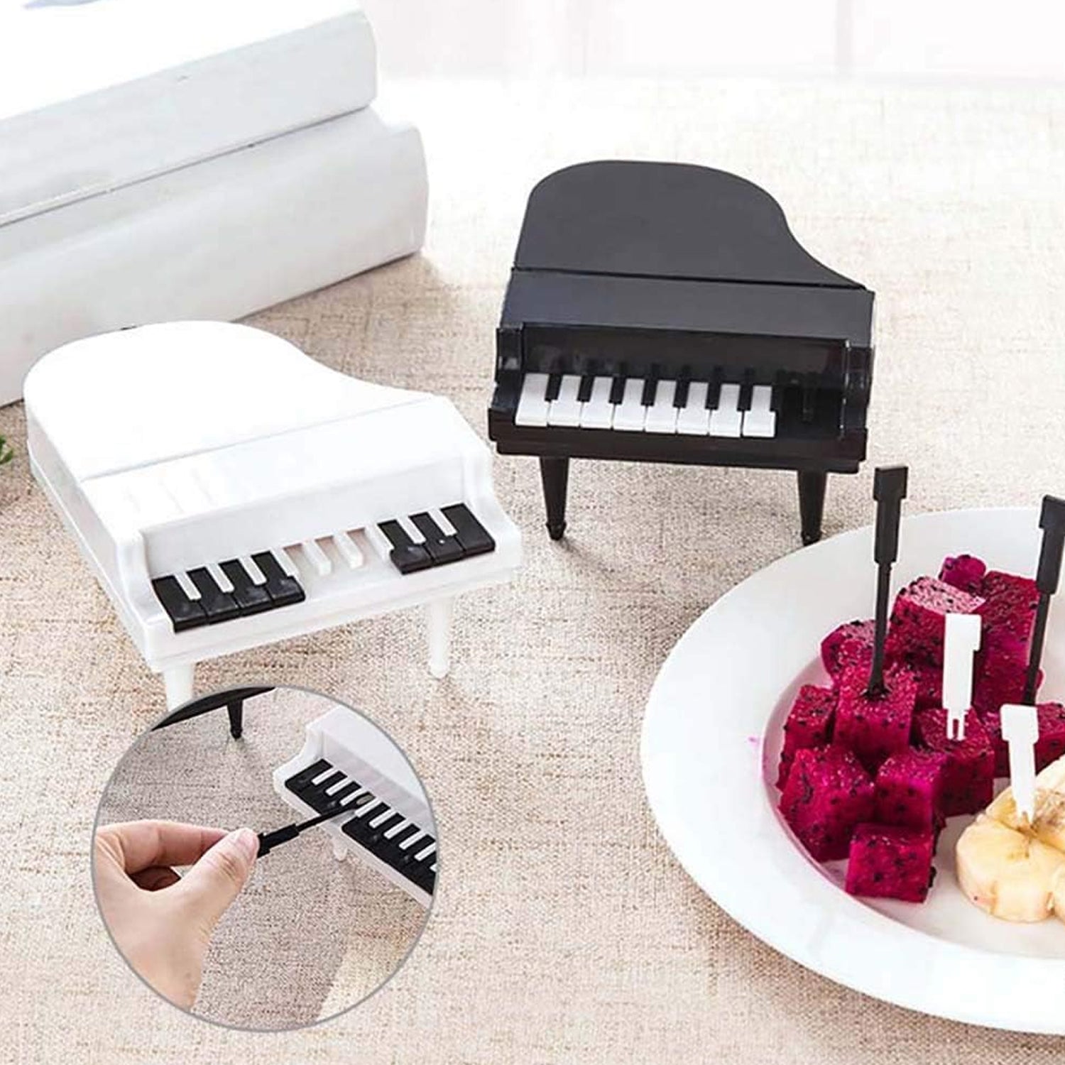 10pcslot Creative Piano Fruit Forks Set Food Sticks For Dessert Fruit Snack Picking Kitchen Dining Tools (10 Pc Set) - LootFaat