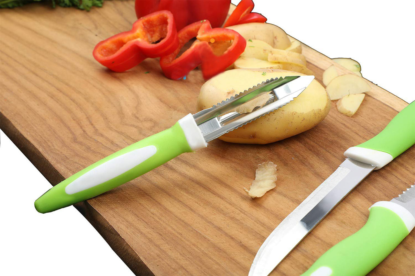 Stainless Steel Knife  Peeler Set With Stand - 6 Pcs - LootFaat