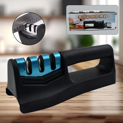 Knife Sharpener For Kitchen  Knife Sharpener With Vegetable Chopper And Fish Scale Remover  Handheld Knives  Pocket Knife Sharpener  Knife Sharpener For Chefs  Serrated Knife (9in1) - second image