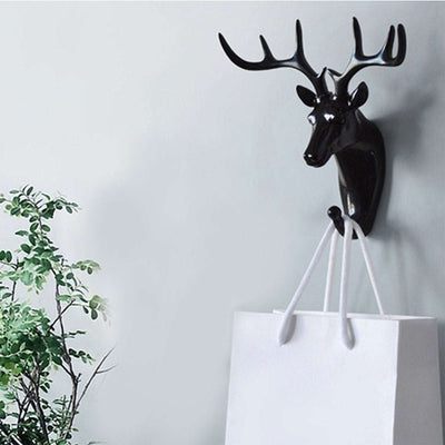 Deer Head Adhesive Wall Hook - Decorative Key & Coat Hanger