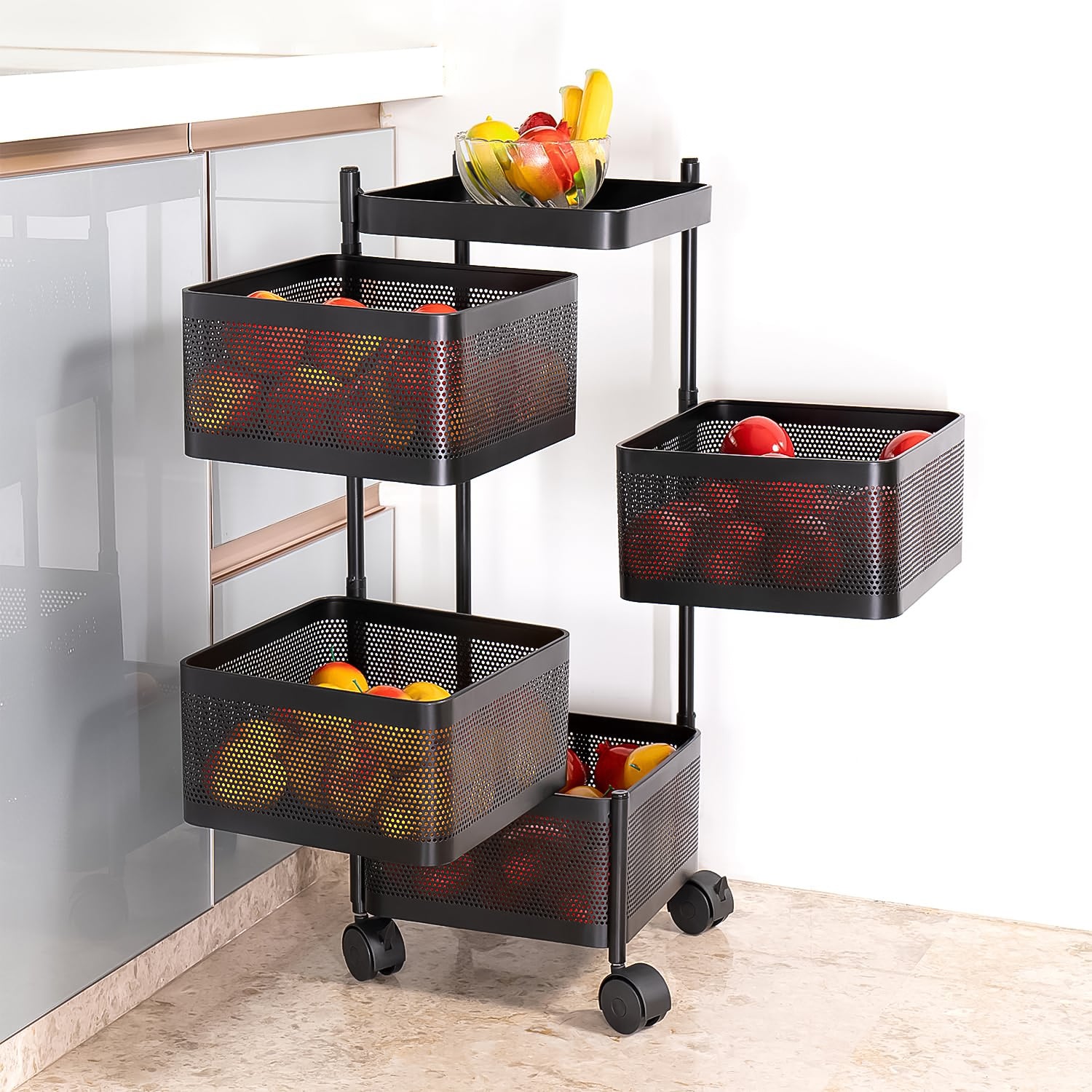 Metal Square High Quality Kitchen Trolley With Wheels (4 Layer  1 Pc) - LootFaat