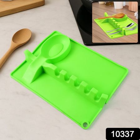 4-slots Silicone Multifunctional Spoon Holders Fork Spatula Rack (1 Pc)