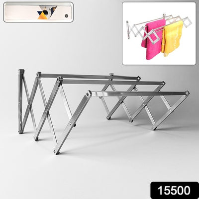 Wall-Mounted Folding Clothes Drying Rack - Stainless Steel