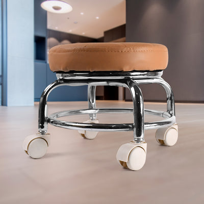 Heavy Duty Rolling Stool with Wheels - Round Steel Base for Salon, Office, Home - second image