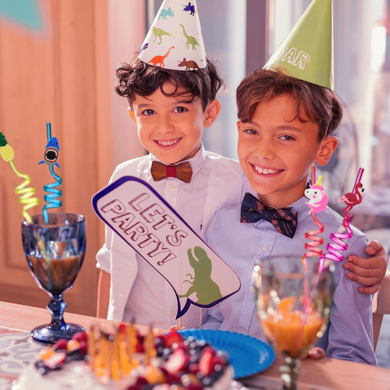 Childrens Plastic Straws Reusable Plastic Straws (12 Pcs Set  Mix Design) - LootFaat