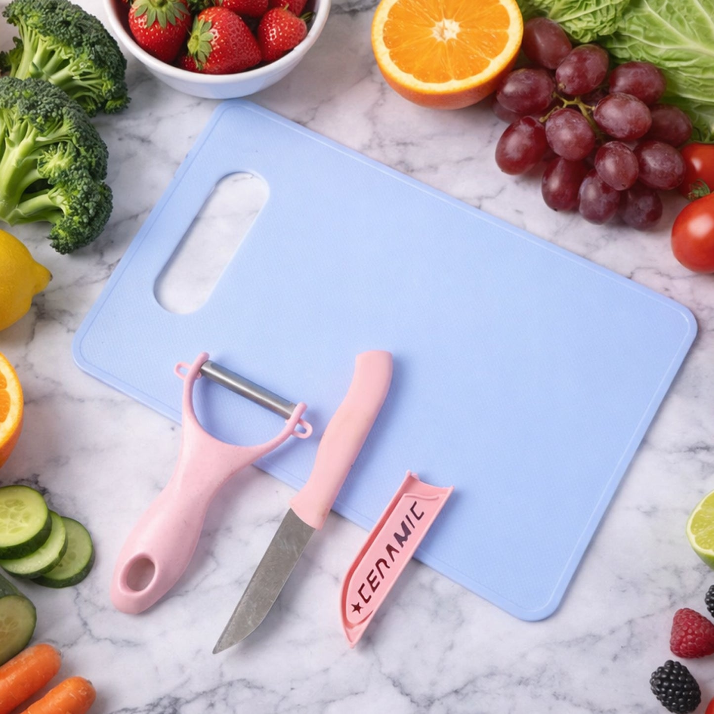 3 In 1 Multipurpose Kitchen Fruit  Vegetable Cutting Board Set - Ho... Home & Kitchen product overview