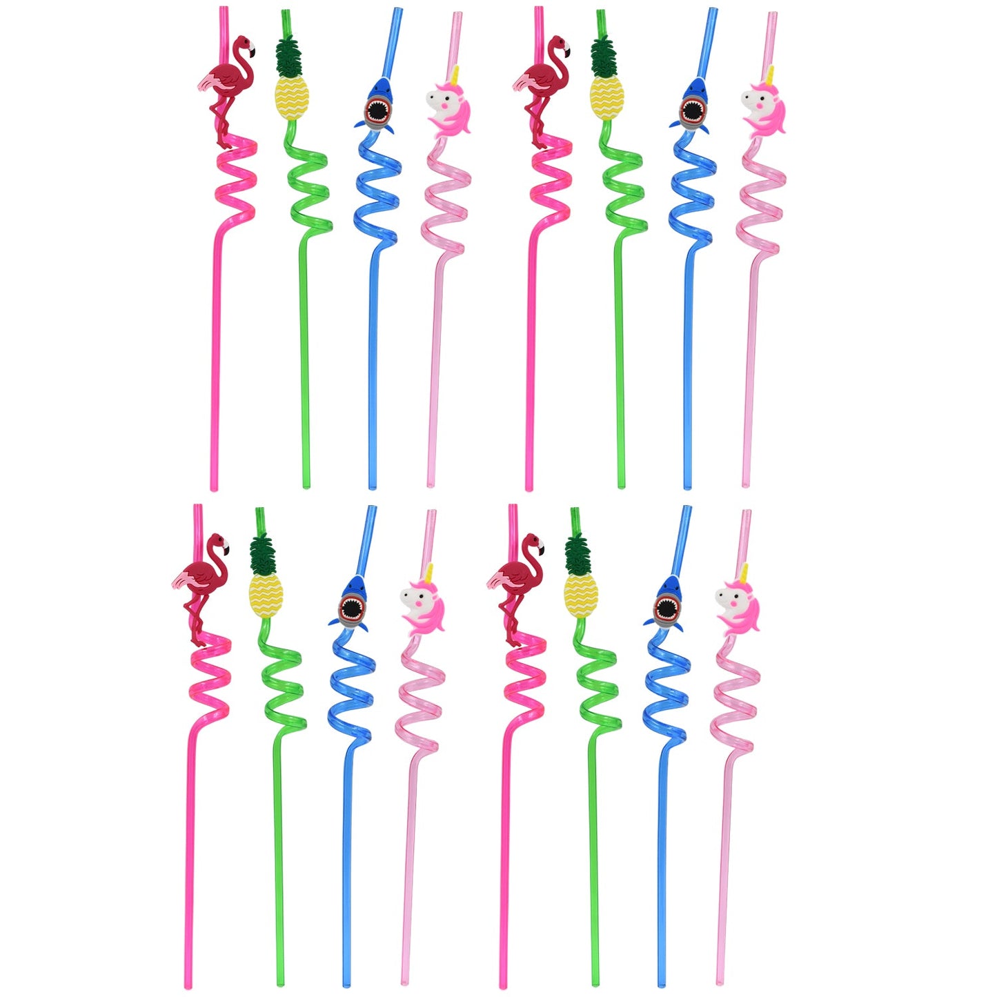Childrens Plastic Straws Reusable Plastic Straws (12 Pcs Set  Mix Design) - LootFaat