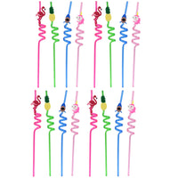 Childrens Plastic Straws Reusable Plastic Straws (12 Pcs Set  Mix Design) - LootFaat
