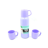 Vacuum Flask Set Stainless Steel Thermos With 3 Cup Creative Gift Set With Cover Handle Portable Car Water Bottle Set (Approx 500ml) - LootFaat
