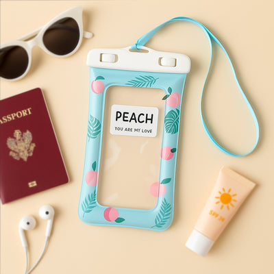 Waterproof Peach Transparent Mobile Pouch With Neck Strap (1 Pc) - second image