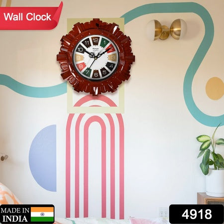 Wooden Look Designer Wall Clock Plastic Decorative Latest Wall Clock Battery Operated Round Easy To Read For Roomhomekitchenbedroomofficeschool - LootFaat