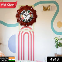 Wooden Look Designer Wall Clock Plastic Decorative Latest Wall Clock Battery Operated Round Easy To Read For Roomhomekitchenbedroomofficeschool - LootFaat