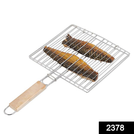Kitchen Square Roaster Papad Grill Barbecue Grill With Wooden Handle - LootFaat