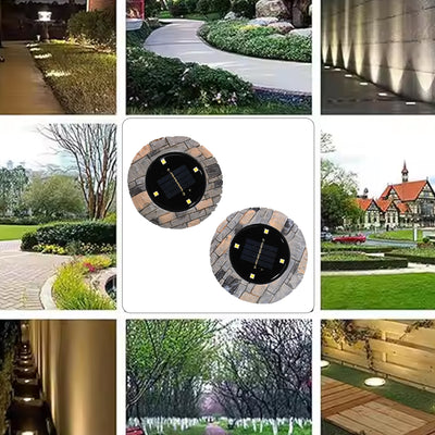 Disk Lights Slate  Heavy Duty Outdoor Solar Pathway Lights  4 Led (2 Pc) - second image