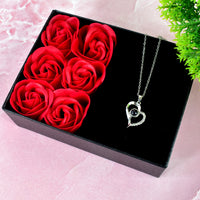 Rose Flower Gift Box Handmade Eternal Rose With I Love You Necklace Valentines Day - LootFaat