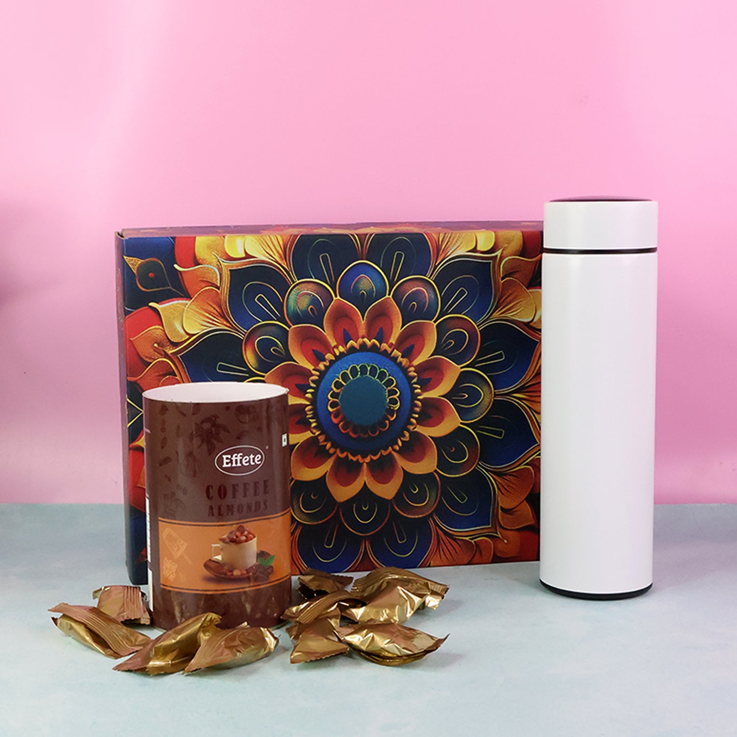 Coffee Almonds Gift Set with Bottle - Golden Festive Hamper (2 Pcs)