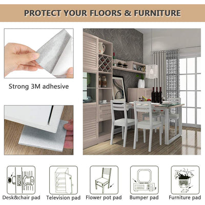 Square Felt Furniture Pads - Floor Protectors for Home & Furniture (4 Pack)