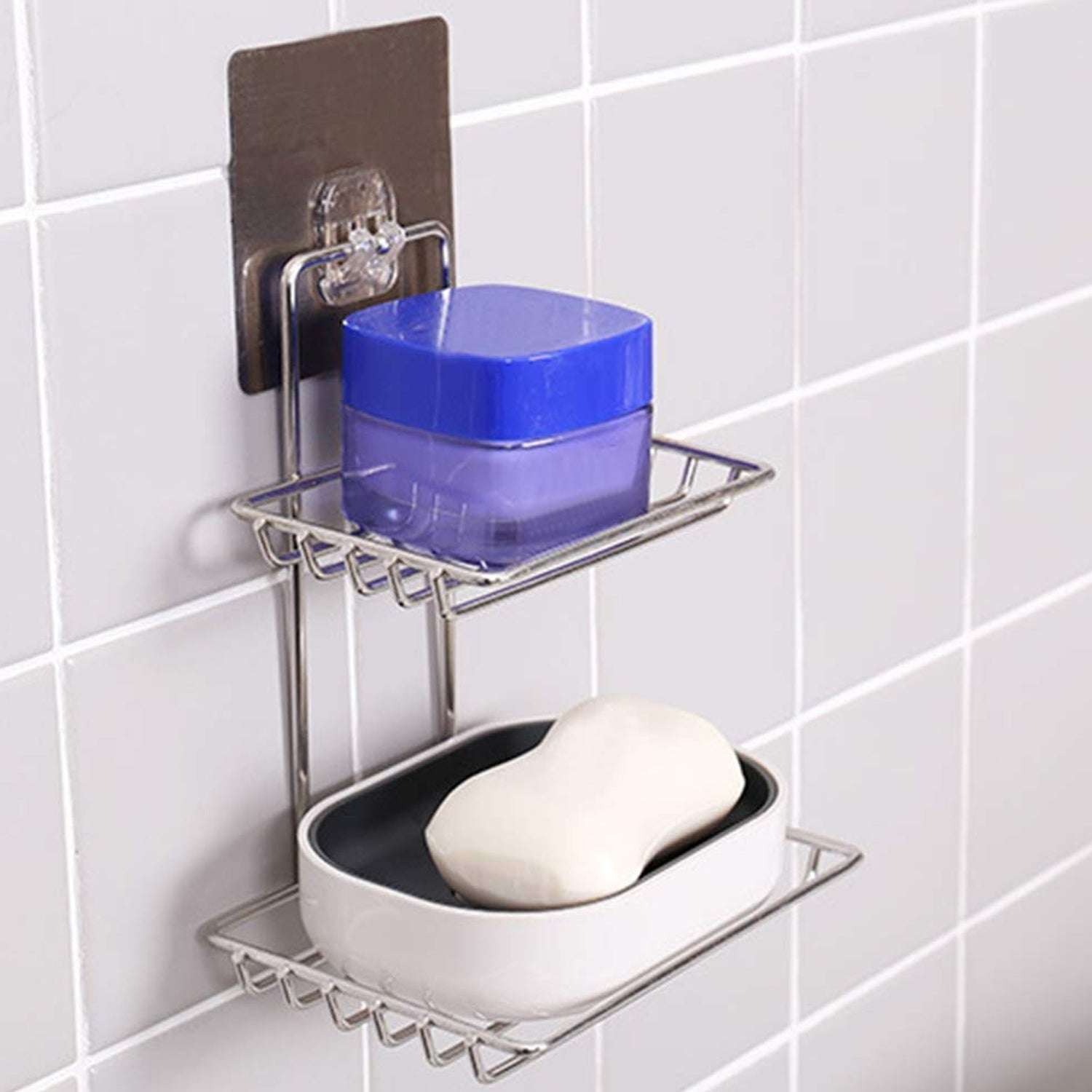 Kitchen Bathroom Soaps Storage Rack With 2 Hook For Home - LootFaat