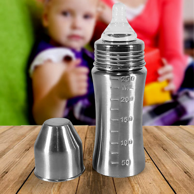 Ganesh Stainless Steel Baby Feeding Bottle Milk Bottle For New Born  Infants  Toddler Up To 3 Years Bfa Free (250 Ml Approx) - second image