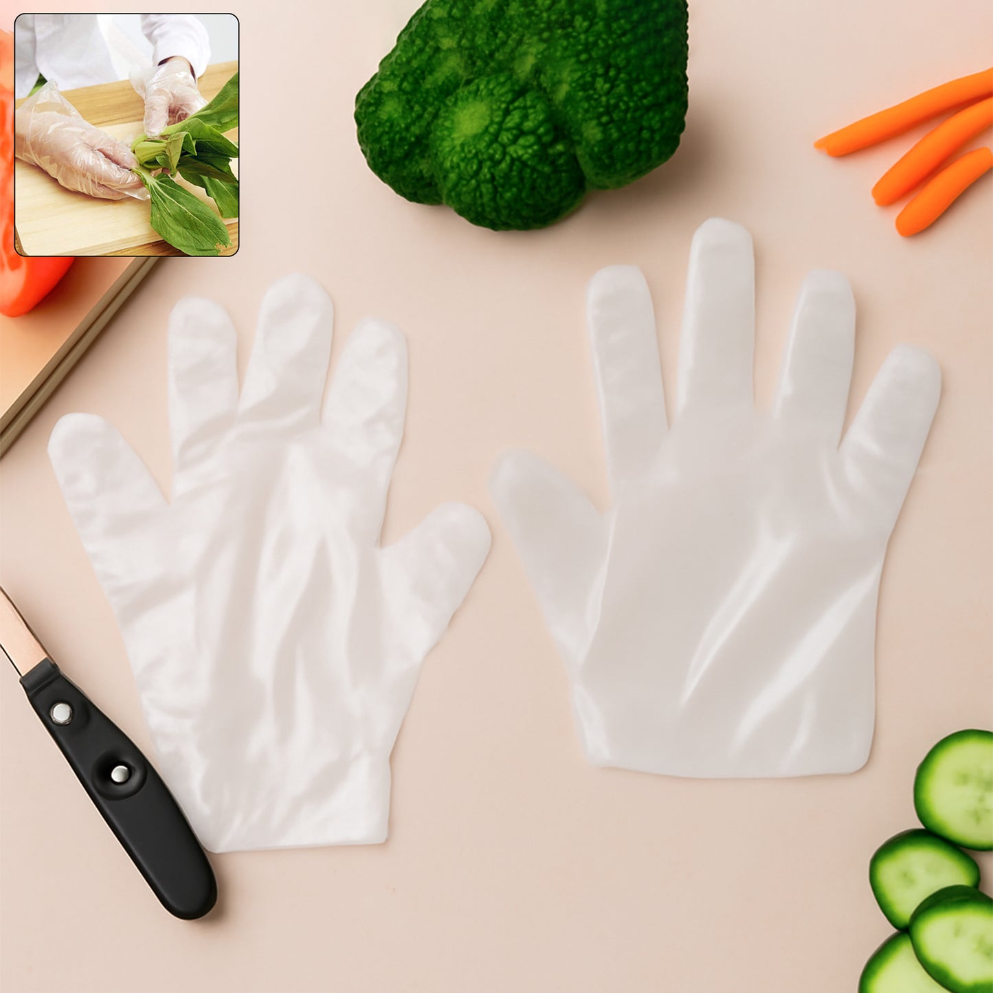 Eco-friendly Kitchen Hand Gloves Disposal Hand Gloves Free Size (100 Pc)