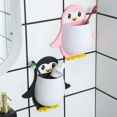 Penguin Storage Box Adhesive Remote Case Electric Toothbrushes Holder Universal Controller Holder Wall Nightstand Office Plastic Wall Mount - second image