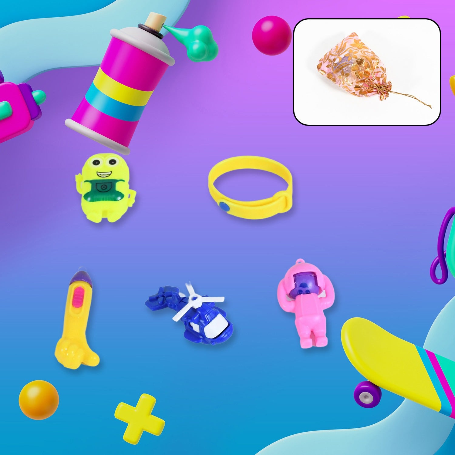 5pc Toy Combo Kids Best Gift Set Combo Attractive  Unique Toy Combo 5pc Colorful Toy Combo With Potli Bag - LootFaat
